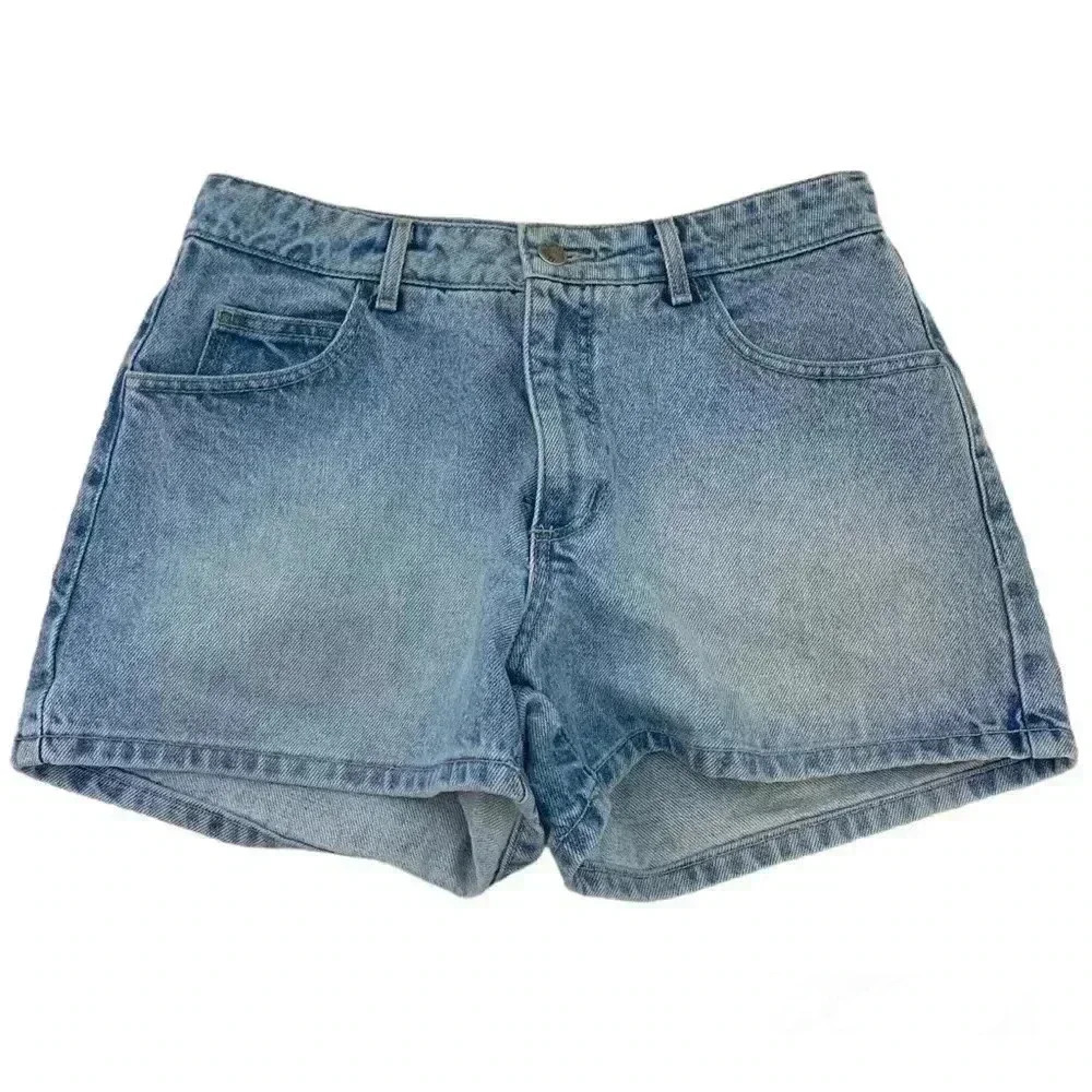 Vintage 90s high waist 100% rigid cotton Paris blues shorts light wash sz 9 or 8